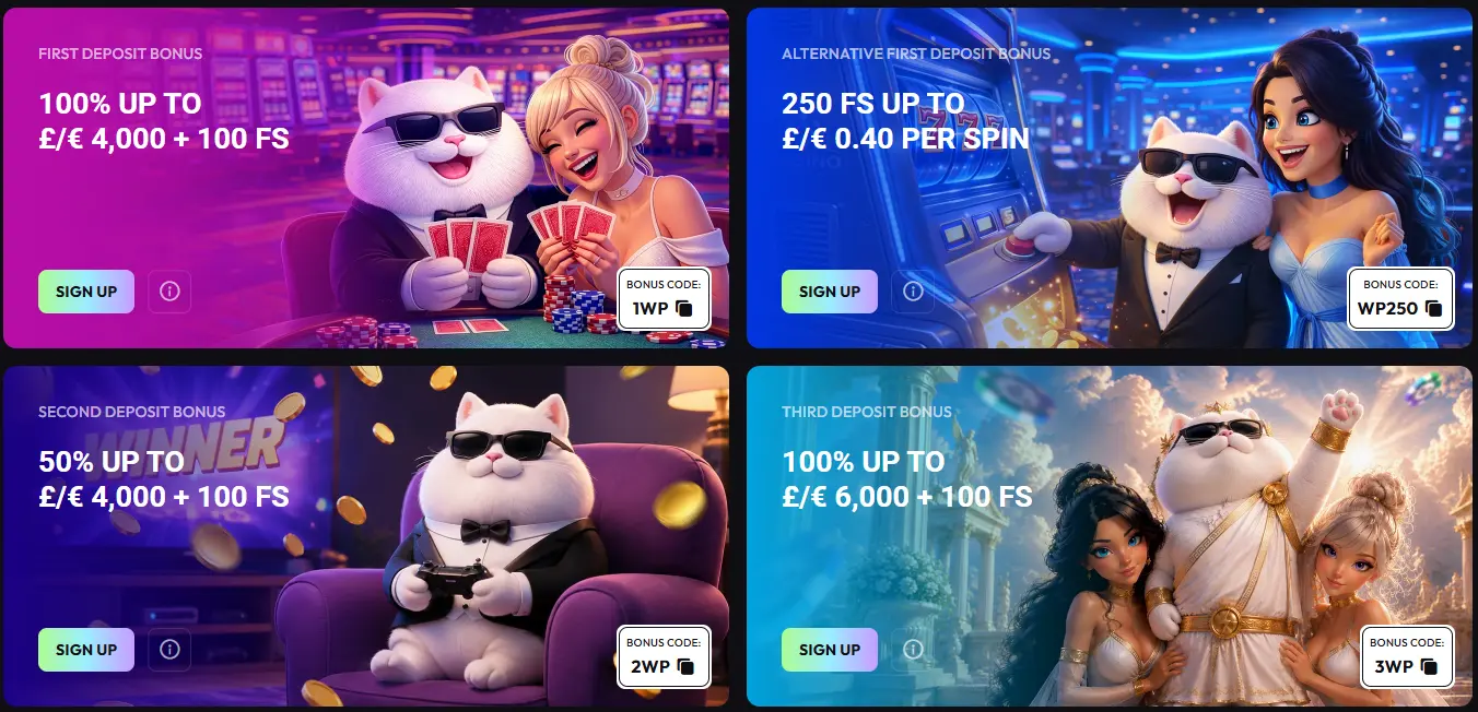 WinPlace Casino promotions — Welcome Package, Sport First Deposit Bonus, reloads, cashback and slot tournaments